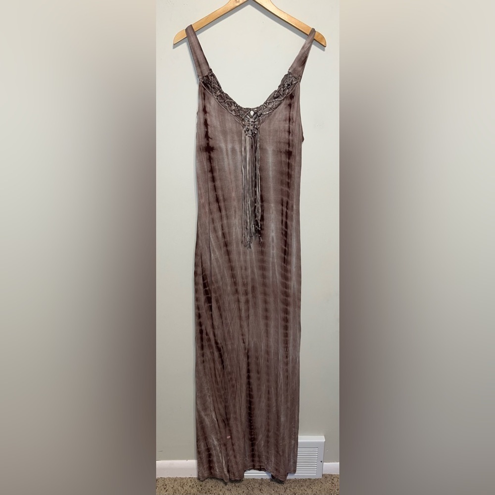 Spense Brown Tie Dye Maxi Dress size Large